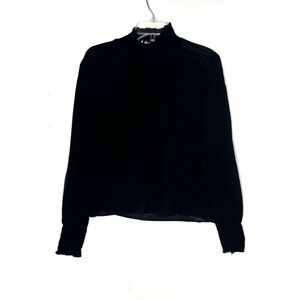 & Other Stories Long Sleeve Mock Neck Blouse Black Size 6